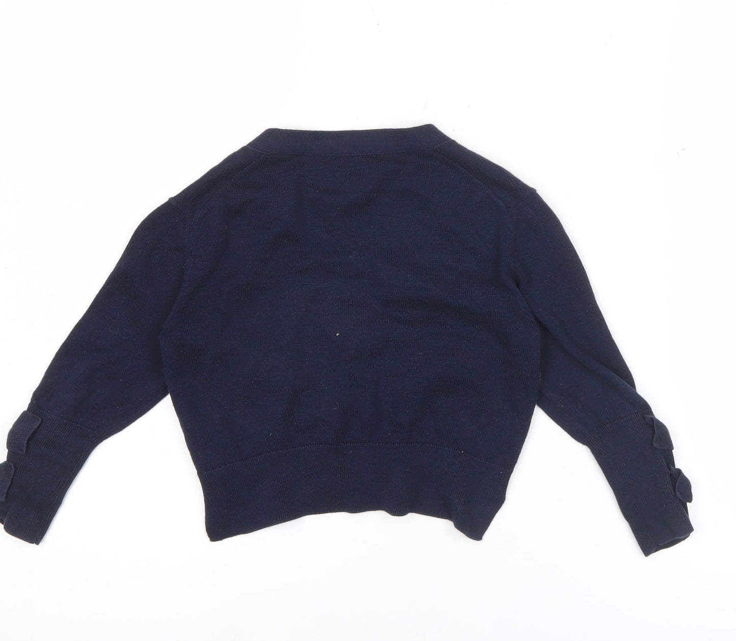 Juicy Couture Womens Blue XS Cardigan Bow Knit Cotton V-Neck