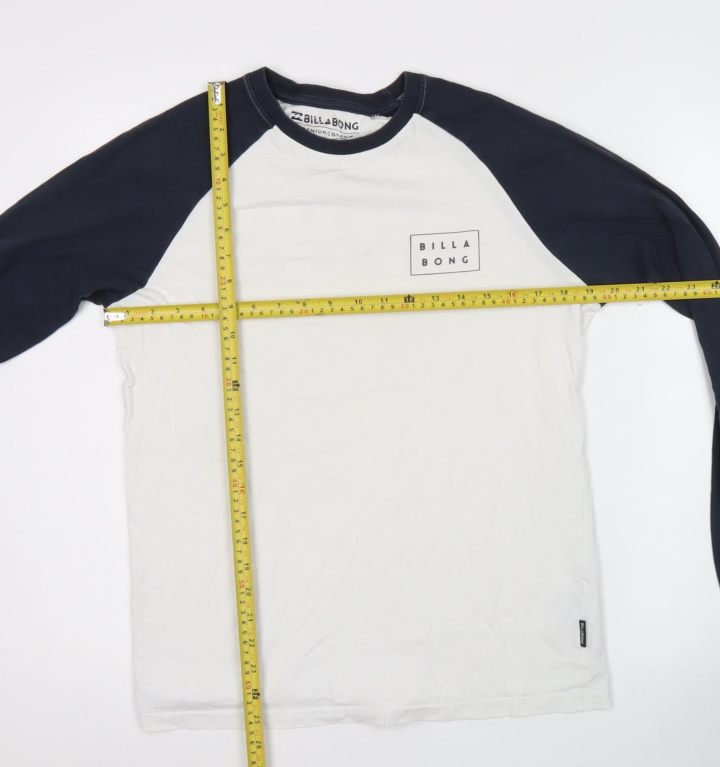 Billabong Men’s White & Black Long Sleeve Cotton T-Shirt Size S