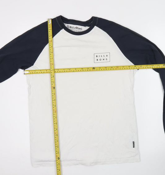 Billabong Men’s White & Black Long Sleeve Cotton T-Shirt Size S
