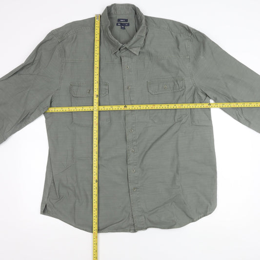 Gap Men’s Grey Classic Fit Long Sleeve Cotton Button-Up Shirt XL