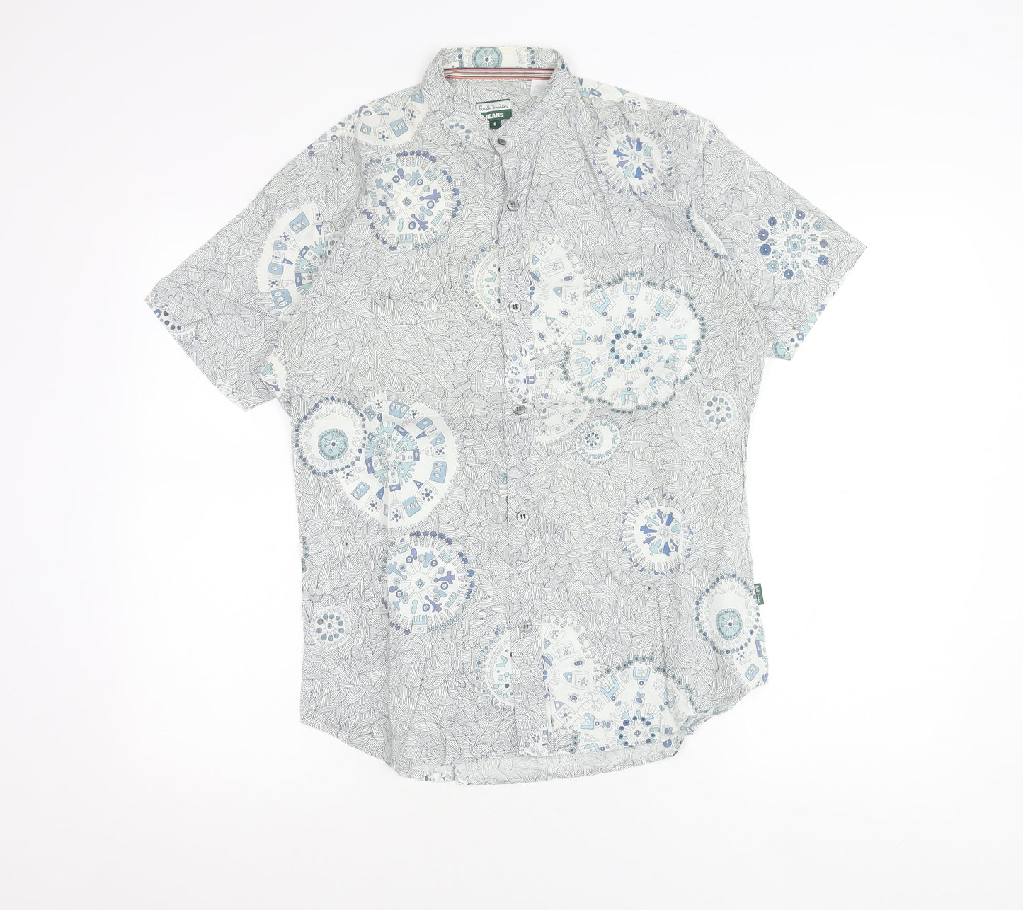 Paul Smith Jeans Men's White Graphic Print Short Sleeve Shirt S