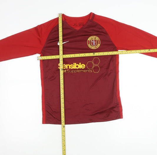 Nike Boys Red Football Jersey Long Sleeve Training Top Size 12-13Y
