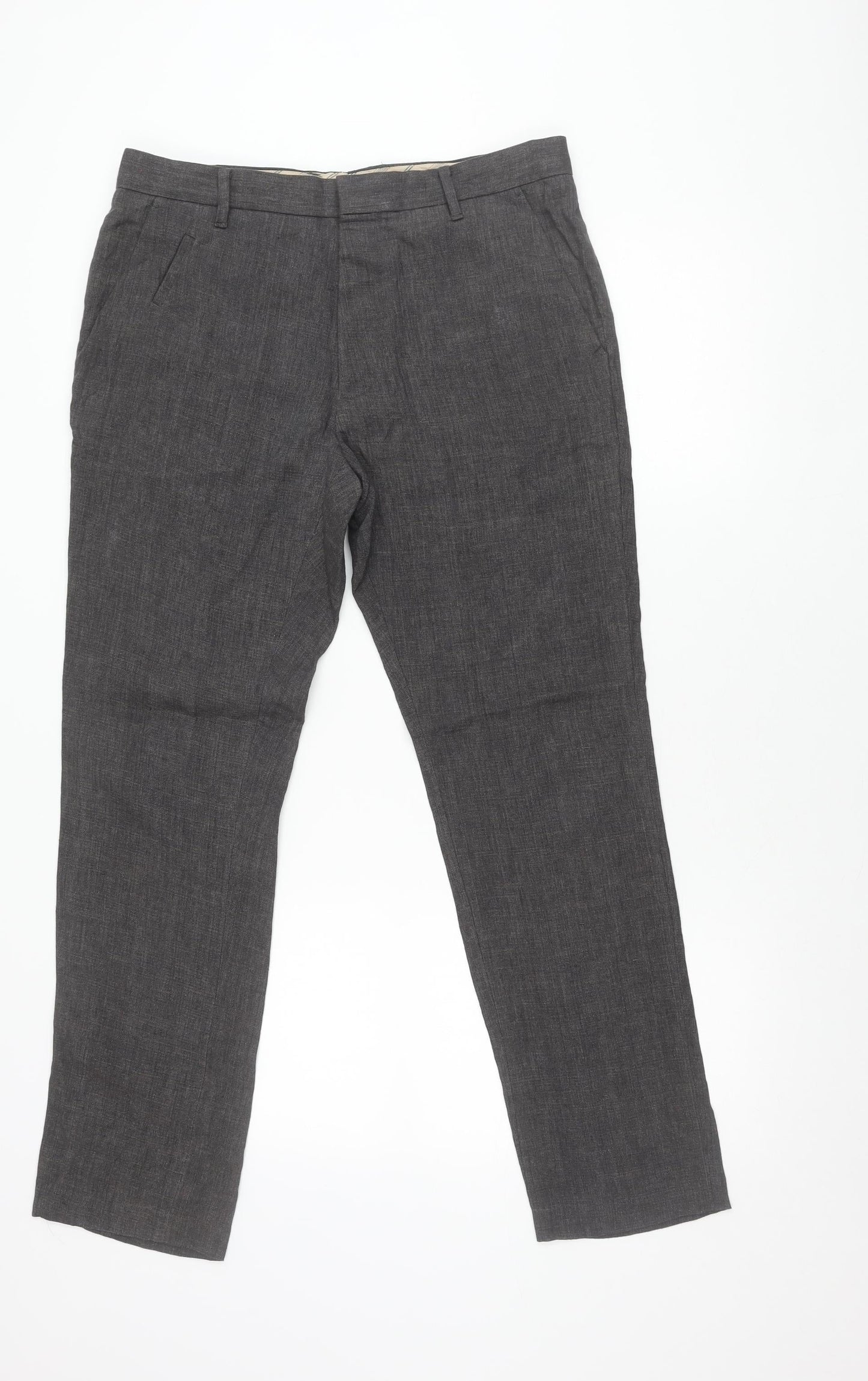 AllSaints Men’s Grey Linen Dress Pants Trousers Size 32 Slim Fit