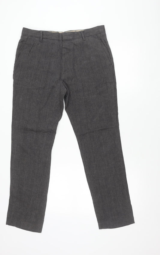 AllSaints Men’s Grey Linen Dress Pants Trousers Size 32 Slim Fit