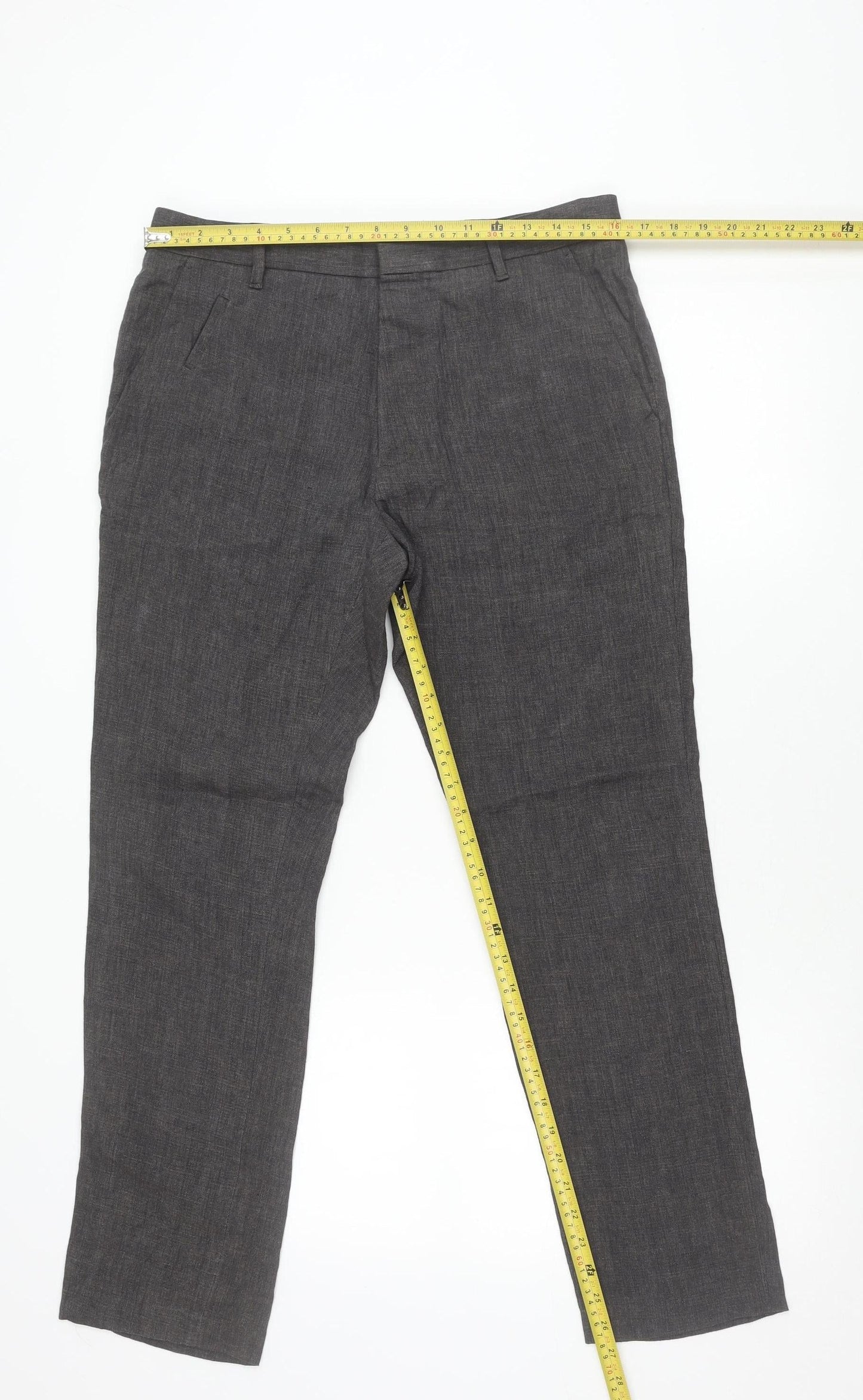 AllSaints Men’s Grey Linen Dress Pants Trousers Size 32 Slim Fit