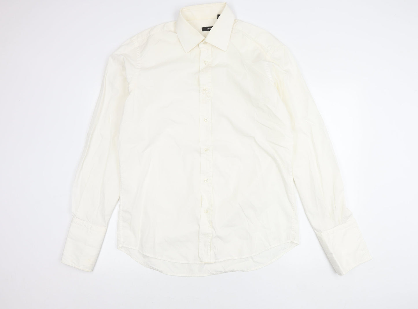 Hugo Boss Men's White Formal Dress Shirt Size 16 41cm Long Sleeve