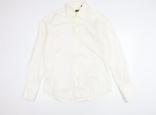 Hugo Boss Men's White Formal Dress Shirt Size 16 41cm Long Sleeve