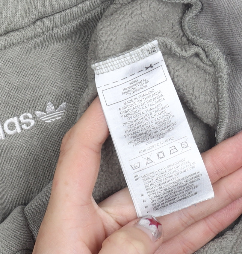 Adidas Boys Green Pullover Hoodie 4-5 Years Logo Long Sleeve