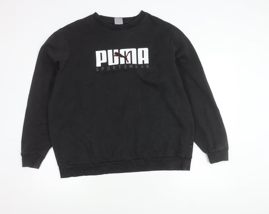 Puma Mens XL Black Pullover Sweatshirt Logo Graphic Sportswear