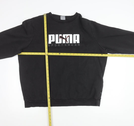 Puma Mens XL Black Pullover Sweatshirt Logo Graphic Sportswear