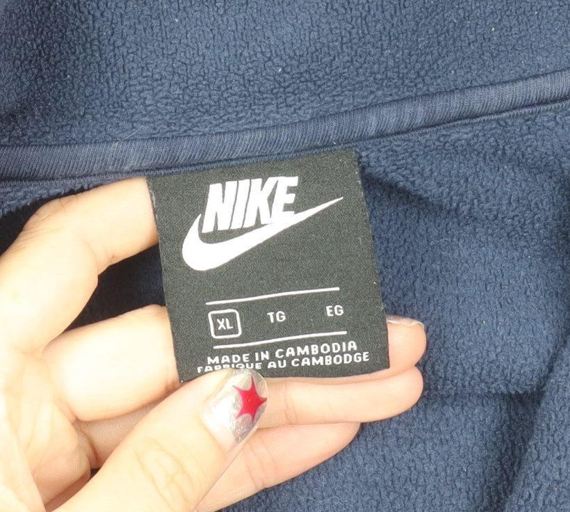 Nike Mens XL Blue Fleece 1/2 Zip Sweatshirt with Logo Pocket