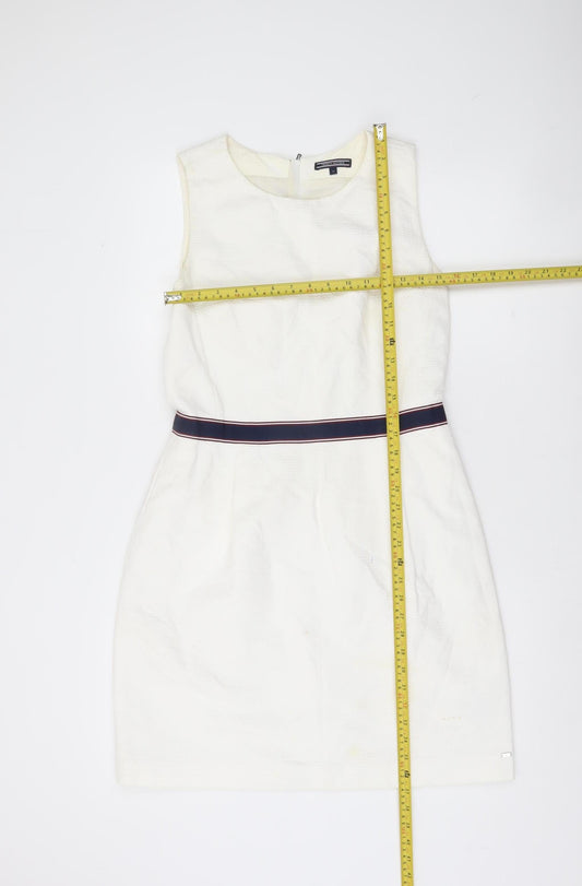 Tommy Hilfiger Womens White Size 10 Sheath Dress Sleeveless Cotton