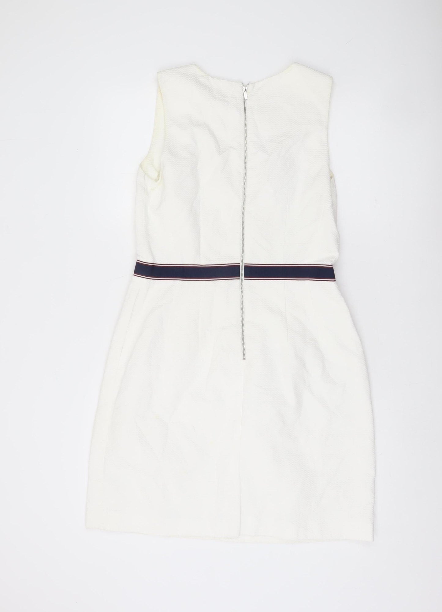 Tommy Hilfiger Womens White Size 10 Sheath Dress Sleeveless Cotton
