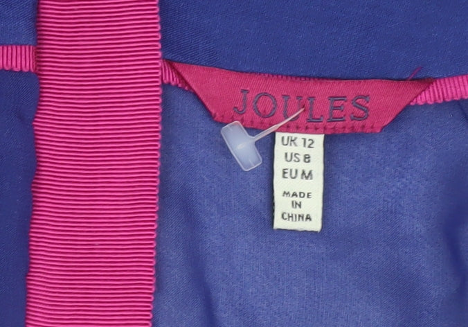 Joules Womens Blue Floral Shift Dress UK 12 Viscose 3/4 Sleeve