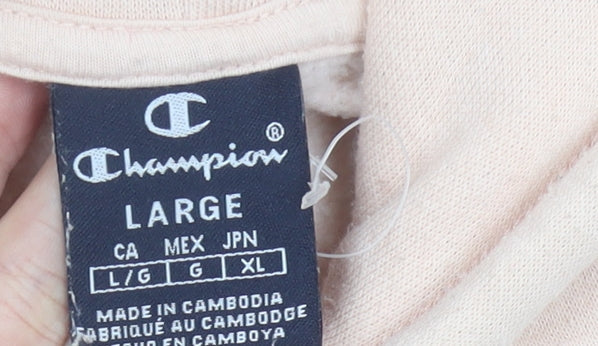 Champion Women’s Beige Pullover Hoodie Large Cotton Blend