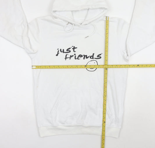 Stanley/Stella Unisex White Hoodie M Pullover Just Friends Logo