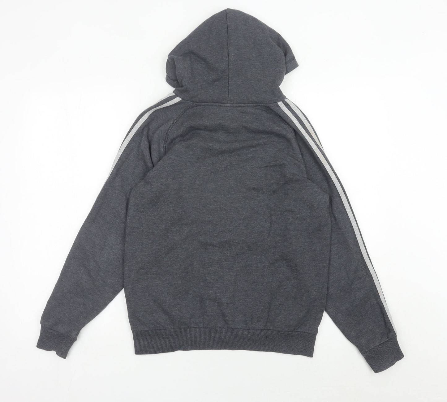 Adidas Boys Grey Pullover Hoodie 13-14 Years Long Sleeve Logo Sportswear