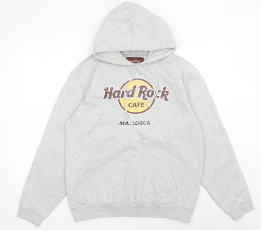 Hard Rock Cafe Men’s Grey Pullover Hoodie Mallorca L Fleece Logo