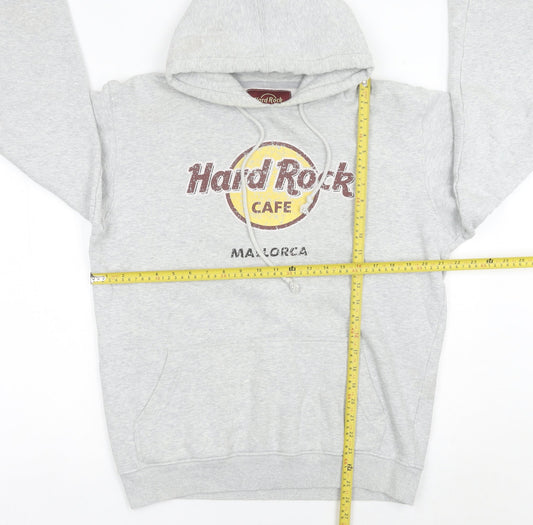 Hard Rock Cafe Men’s Grey Pullover Hoodie Mallorca L Fleece Logo