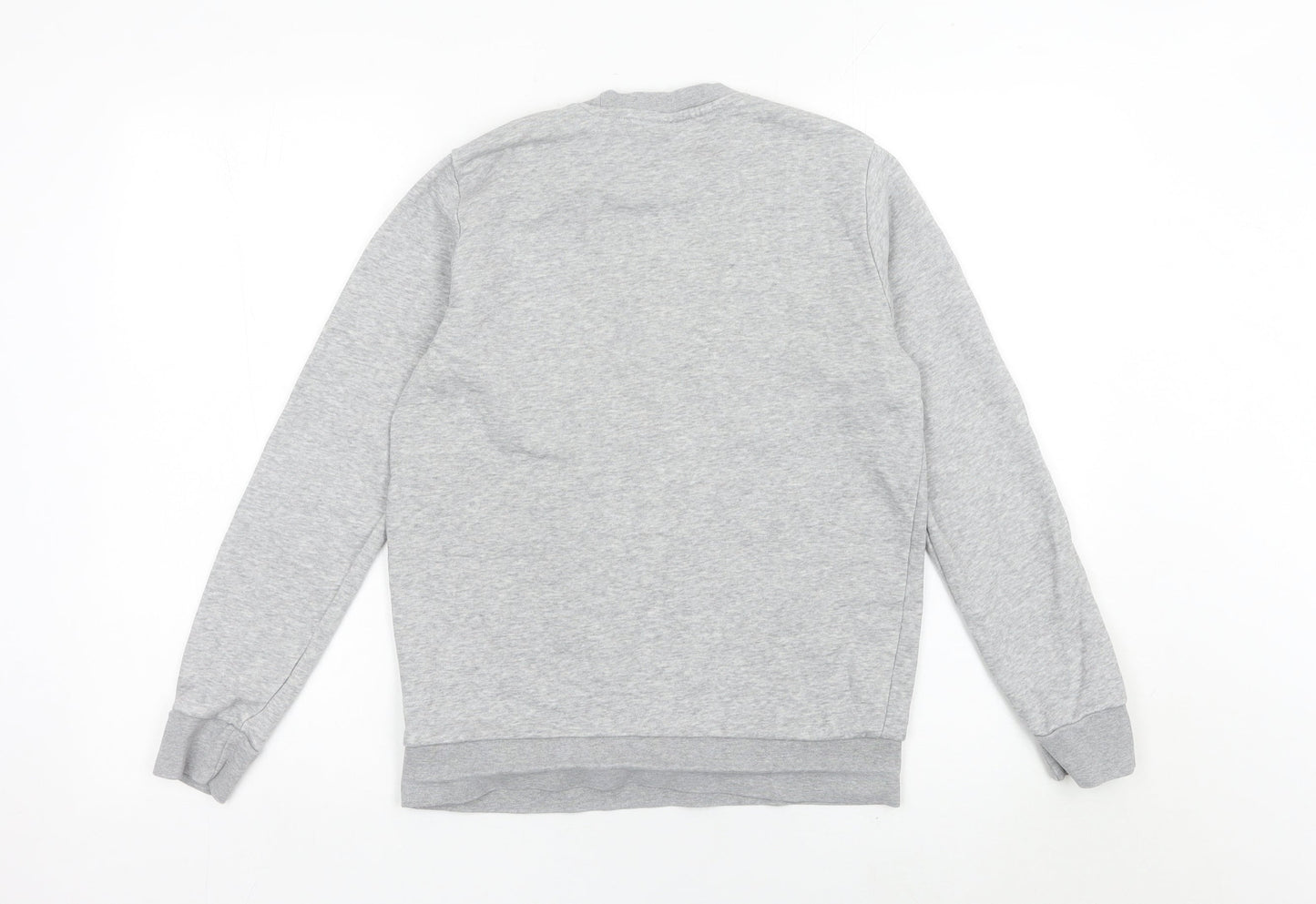 Adidas Boys Grey Logo Pullover Sweatshirt 13-14Y Long Sleeve Crew Neck