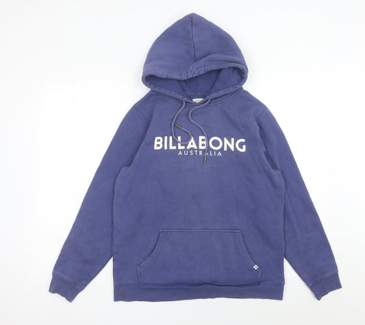 Billabong Womens Blue Size 12 Pullover Hoodie Sweatshirt Logo Cotton Blend