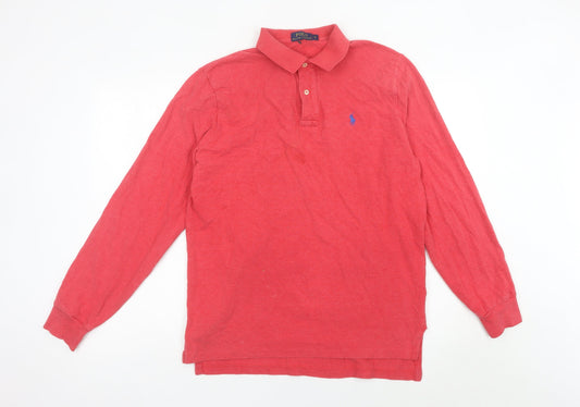 Ralph Lauren Men’s Red Long Sleeve Polo Shirt Size M Cotton
