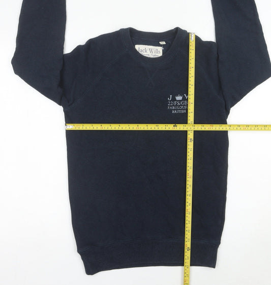 Jack Wills Mens Blue Small Pullover Sweatshirt Crew Neck Long Sleeve
