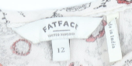 FatFace Womens Ivory Floral Tunic Blouse Size 12 3/4 Sleeve