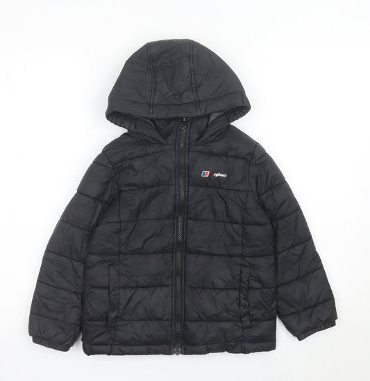 Berghaus Boys Black Puffer Jacket 5-6 Years Hooded Winter Coat