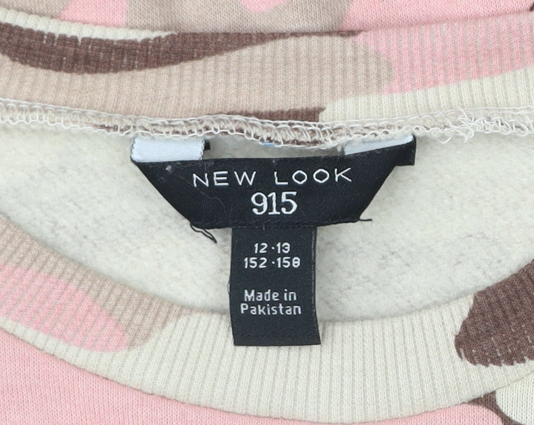 Additional view of New Look girls’ pink camouflage graphic sweatshirt age 12-13 years