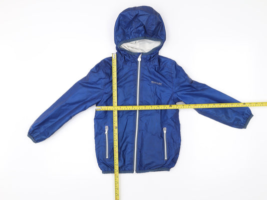 Regatta Boys Blue Windbreaker Jacket Age 5-6 Yrs Hooded Lightweight