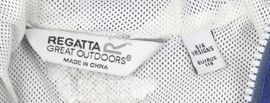 Regatta Boys Blue Windbreaker Jacket Age 5-6 Yrs Hooded Lightweight