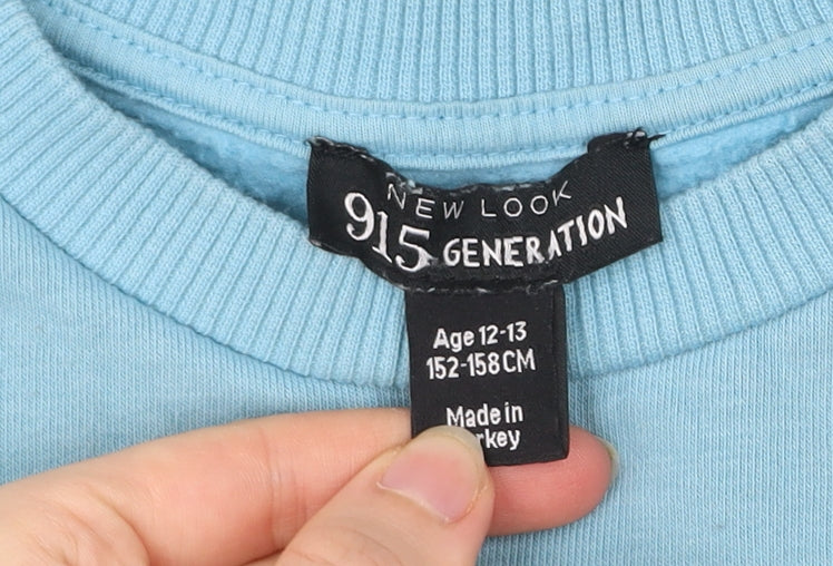 Additional view of New Look girls’ blue pullover sweatshirt 12-13 yrs surf city graphic print