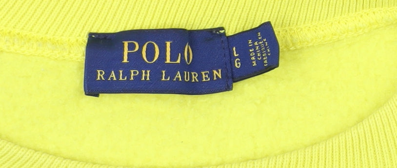 Ralph Lauren Women’s Yellow Sweatshirt L Logo Rainbow Sleeve