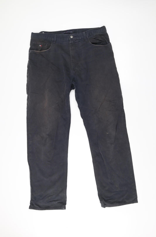 Tommy Hilfiger Mens Black Chino Trousers Size 36W 32L Straight Fit