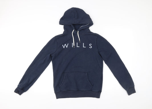 Jack Wills Womens Blue Pullover Hoodie UK 8 Classic Fit Logo