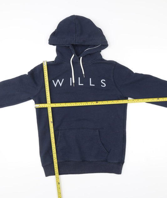 Jack Wills Womens Blue Pullover Hoodie UK 8 Classic Fit Logo