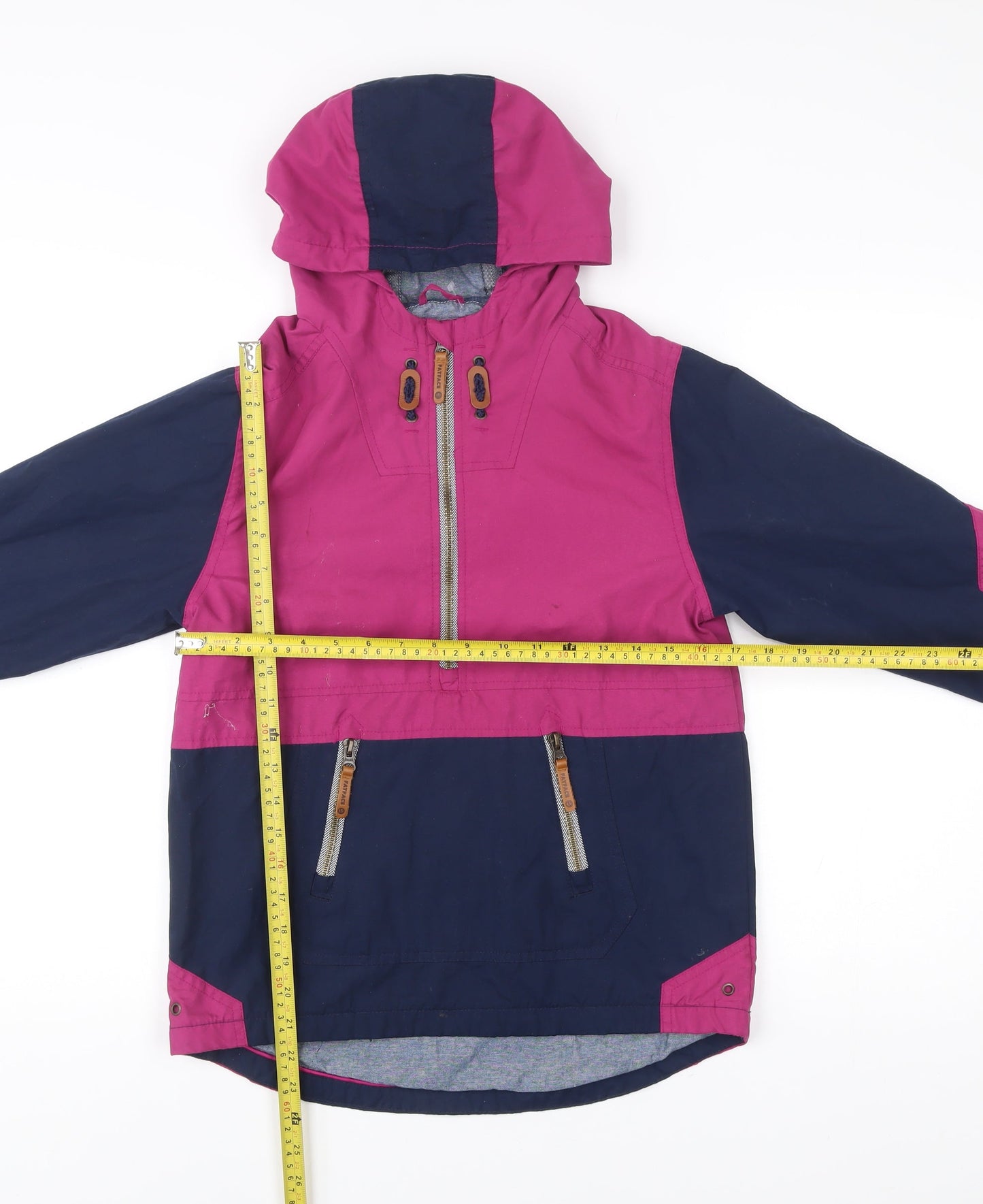 FatFace Girls Pink Blue Colourblock Hooded Anorak Jacket 10-11 Years