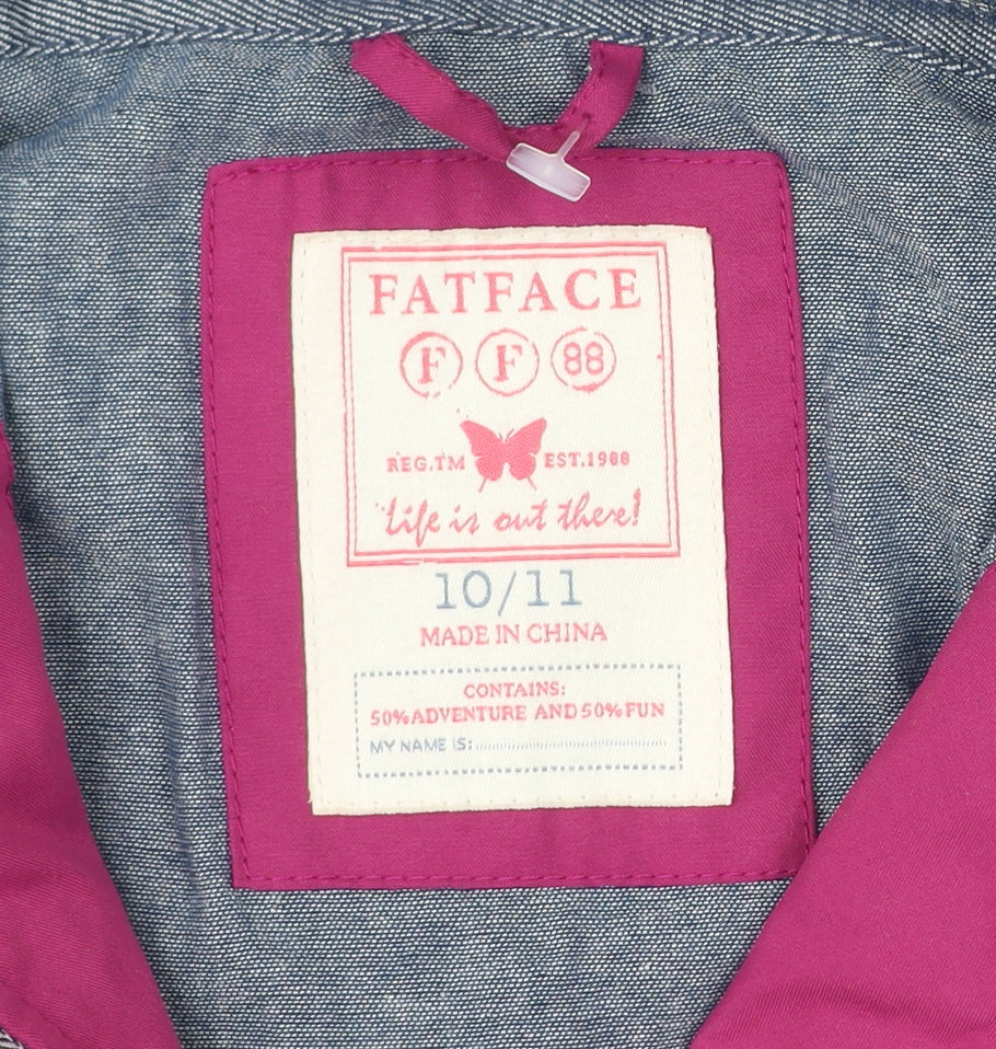 FatFace Girls Pink Blue Colourblock Hooded Anorak Jacket 10-11 Years