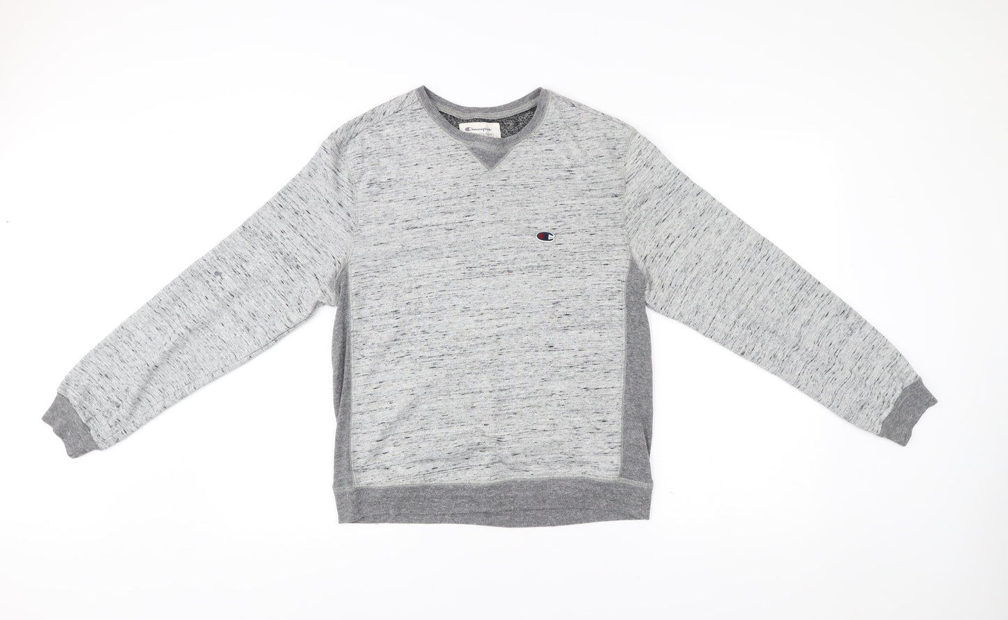 Champion Unisex Grey Medium Pullover Sweatshirt Vintage Logo V-Neck