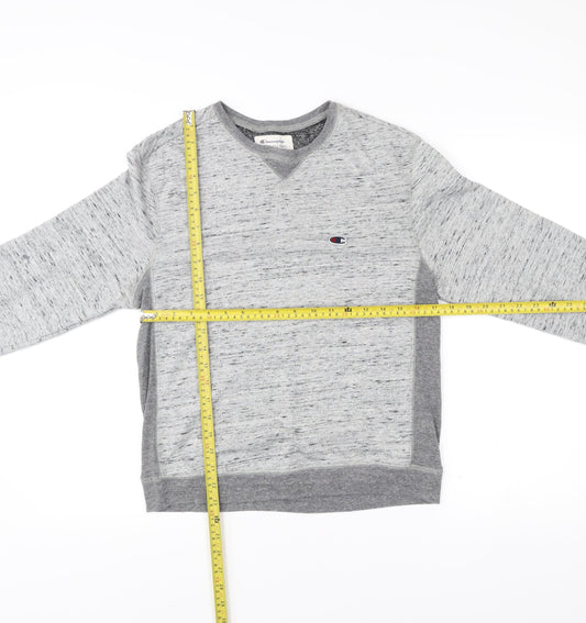 Champion Unisex Grey Medium Pullover Sweatshirt Vintage Logo V-Neck