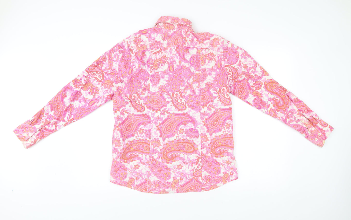Lands' End Womens Pink Paisley Button-Up Shirt Size 6-8 Cotton