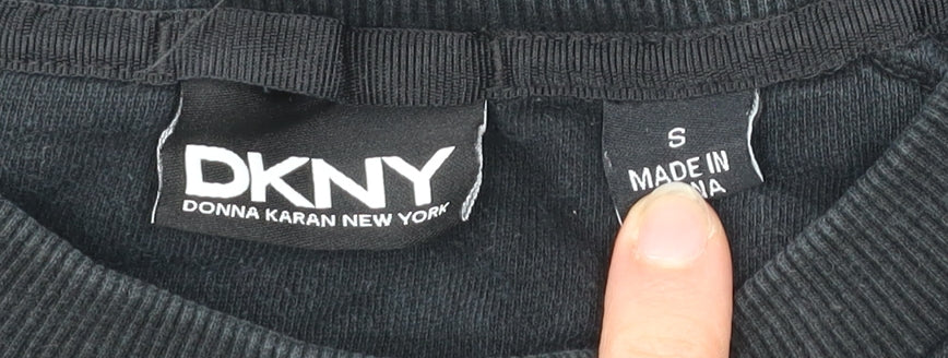 DKNY Men’s Black Cotton Crew Neck Sweatshirt Size S Logo Pullover