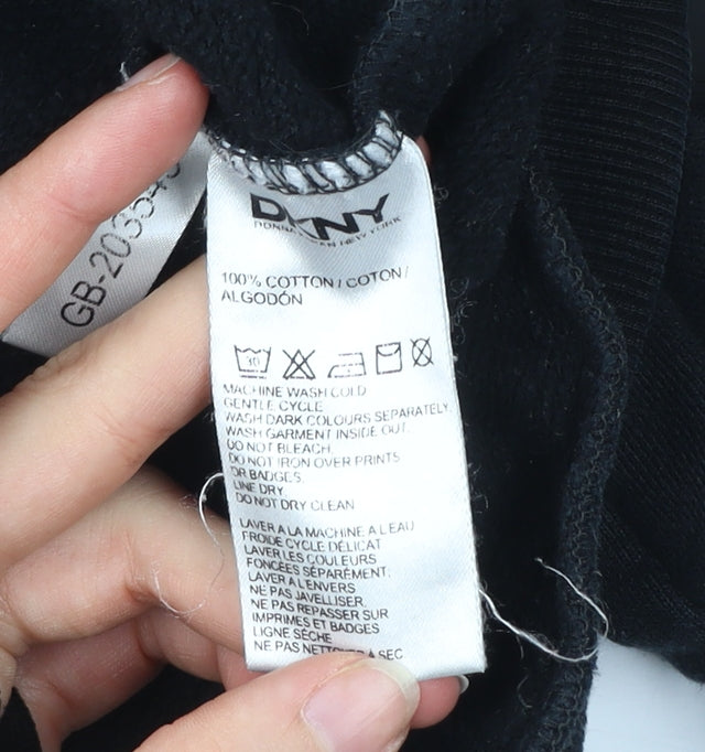 DKNY Men’s Black Cotton Crew Neck Sweatshirt Size S Logo Pullover