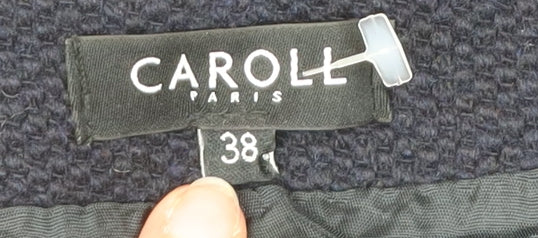 Caroll Women Black Wool Blend Flare Skirt Size 10 Knee Length