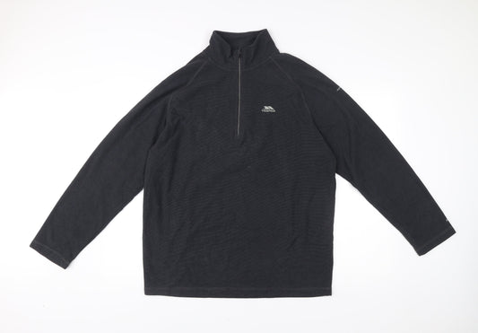 Trespass Men’s Black XL 44-46" Fleece Jacket 1/2 Zip Outdoor Regular Fit