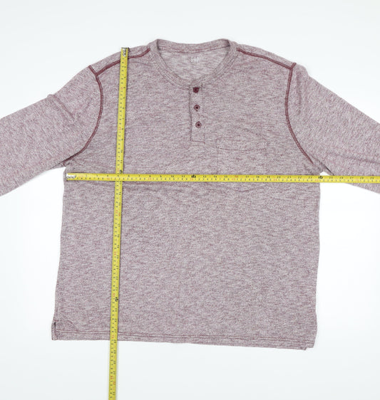 GAP Men’s XL Purple Long Sleeve Henley Cotton Blend Casual Shirt