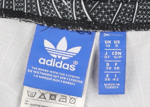 adidas Womens Black Geometric Leggings Size 10 Slim Fit Activewear