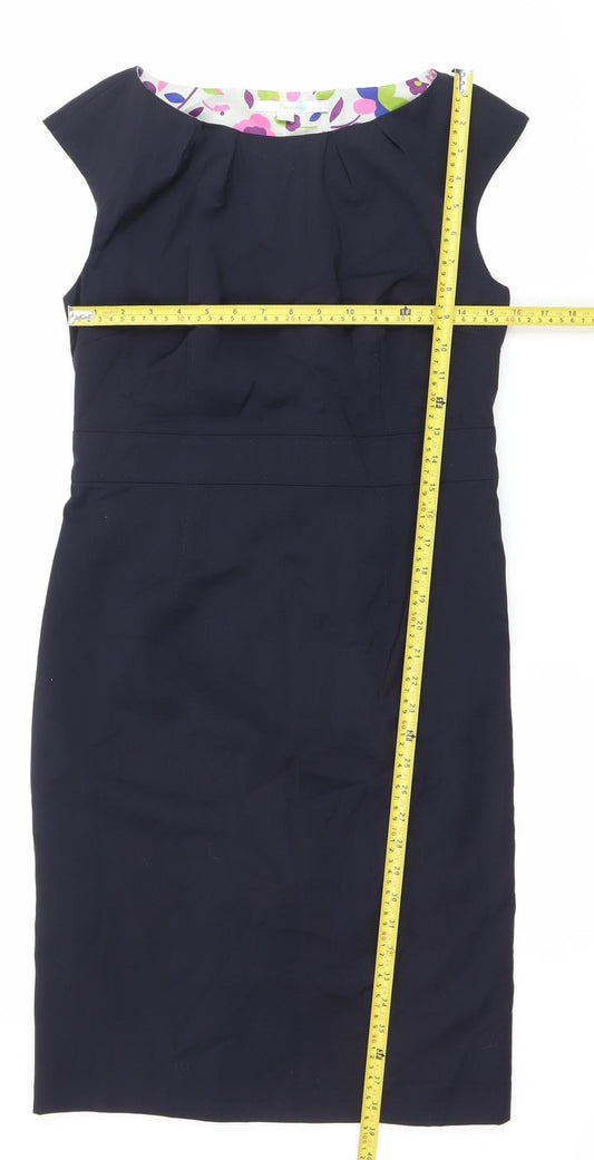 Boden Women’s Navy Sheath Dress Size 12 Sleeveless Knee Length Workwear