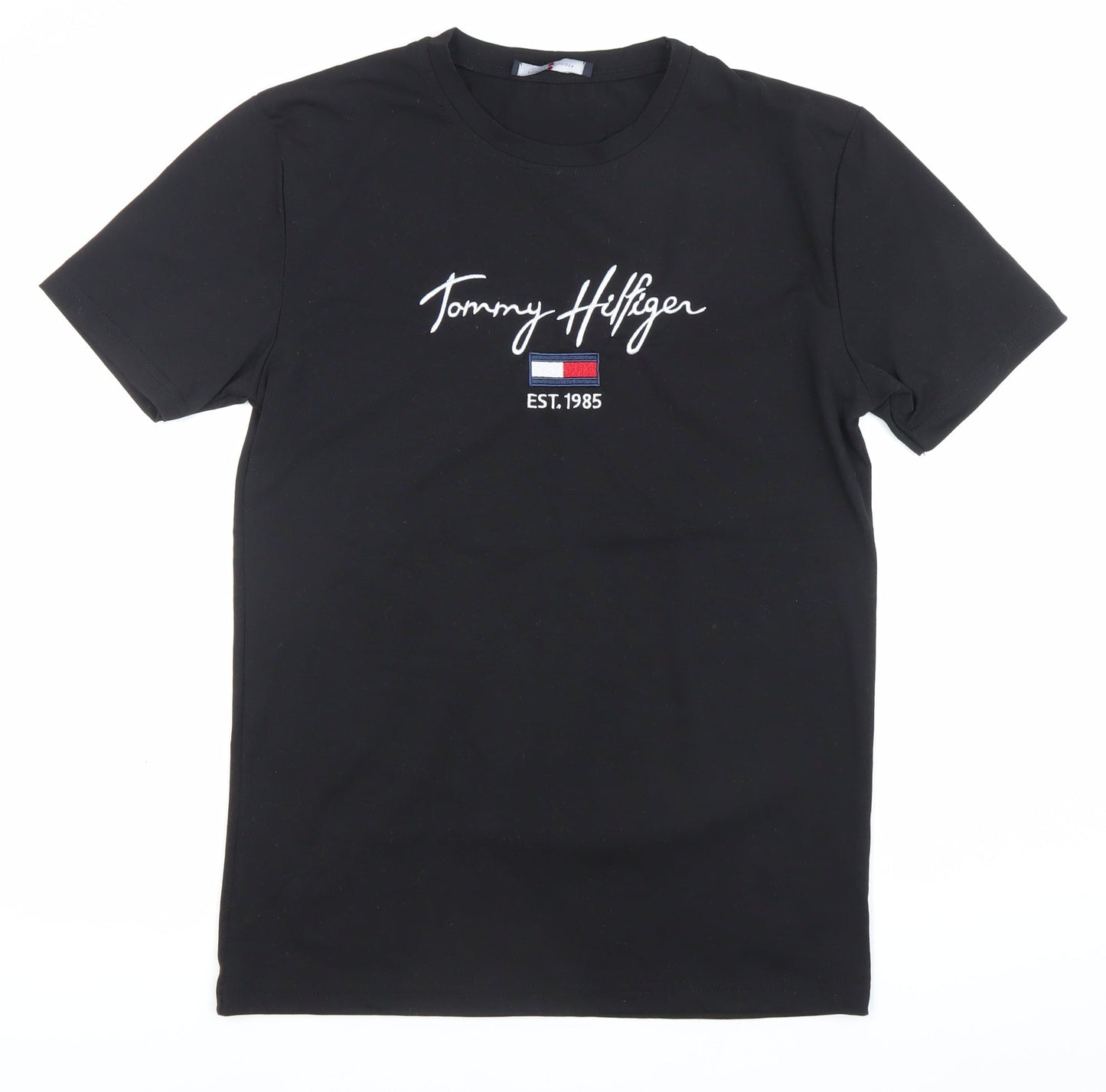 Tommy Hilfiger Men’s Black T-Shirt M Logo Embroidered Cotton